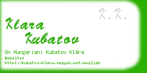 klara kubatov business card